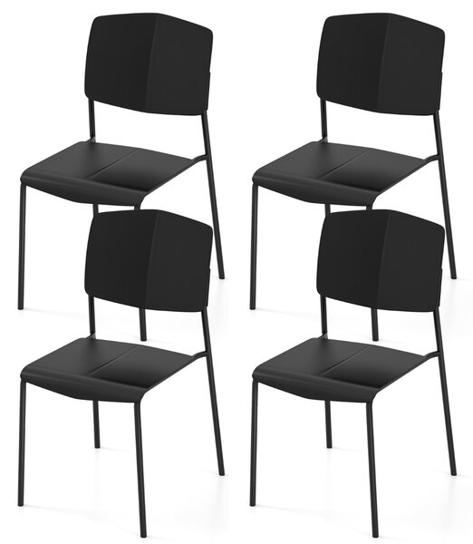 Costway Set di 4 sedie da pranzo con schienale ergonomico e seduta ampia, Sedie laterali senza bracci portata 160kg Nero