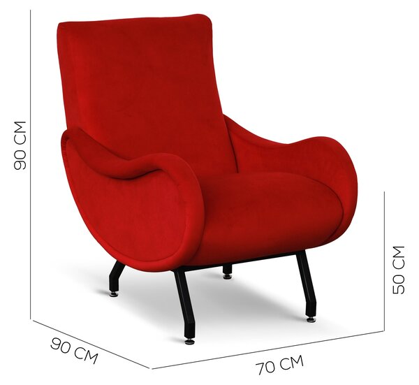 Poltrona Miss velluto rosso struttura nera