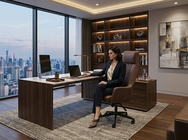 Sedia da ufficio direzionale, stile moderno, arredamento da ufficio di design, minimalismo