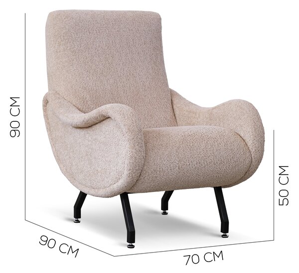 Poltrona Miss Tessuto Bouclé Beige