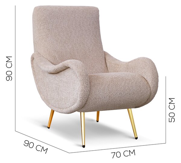 Poltrona Miss Tessuto Bouclé Beige