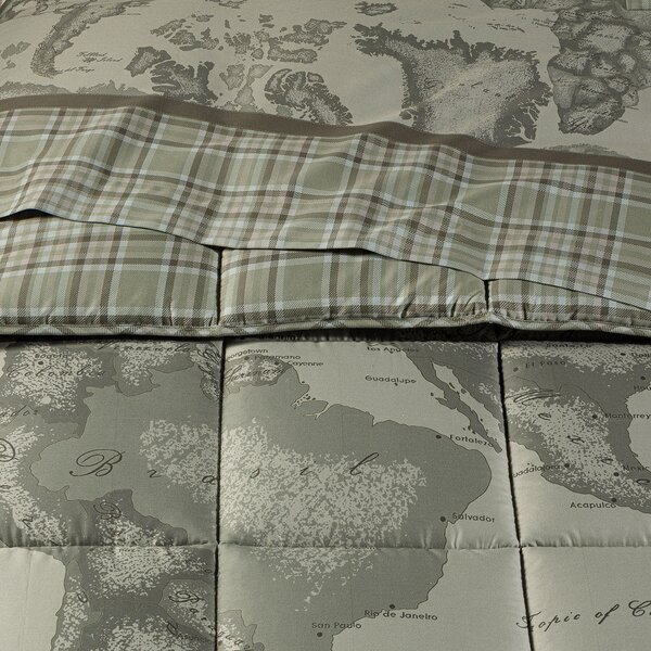 Trapunta MATRIMONIALE Geo Tartan Green UNICA Raso Di Cotone Caleffi