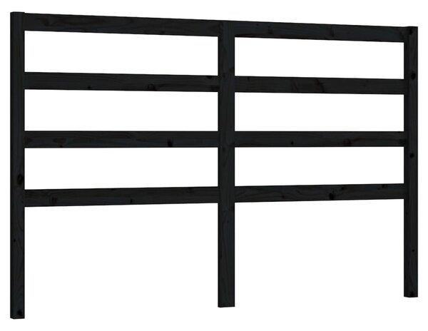 Testiera per Letto Nera 146x4x100 cm in Legno Massello di Pino