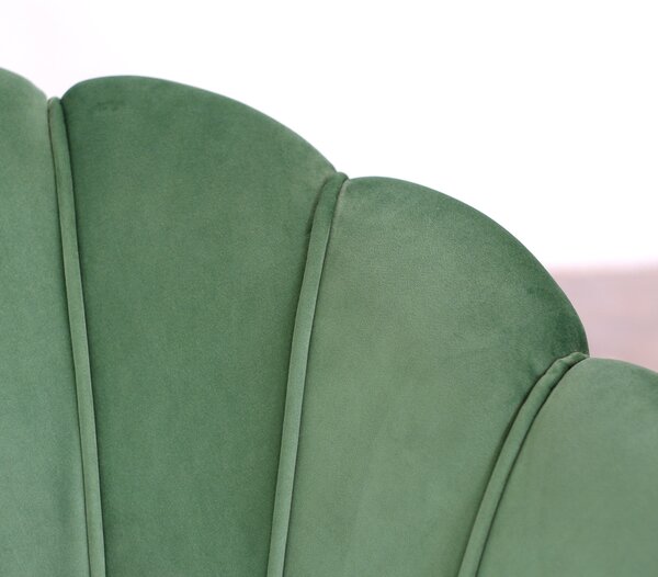 Poltrona Maia in Velluto Verde Menta, Monocolore o con retro in Microfibra Fantasia Esotica, Gambe Oro