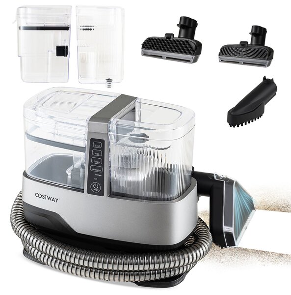 Costway 1800 w lavatappeti aspirapolvere tessuti con vapore e cavo lungo 2 serbatoi funzione di autopulizia, Aspirapolvere pratico per tappeti e divani