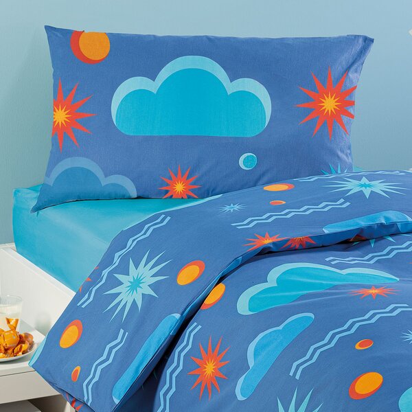 Completo Copripiumino SINGOLO Magica Notte BLU Cotone Caleffi