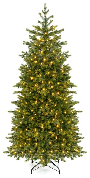 Costway Albero artificiale automatico con 434 rami ignifughi 250 luci regolabili e base, 180cm albero di natale con luci incorporati
