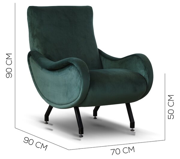 Poltrona Miss Velluto Verde Foresta