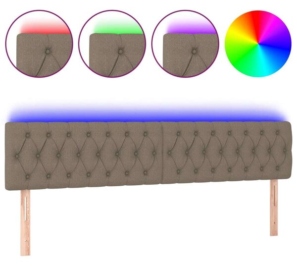 Testiera a LED Tortora 180x7x78/88 cm in Tessuto