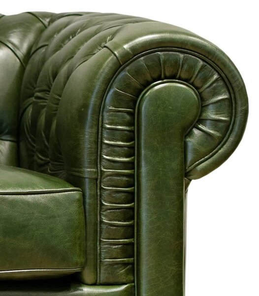 Poltrona Chesterfield Pelle Fiore Premium - Design Iconico
