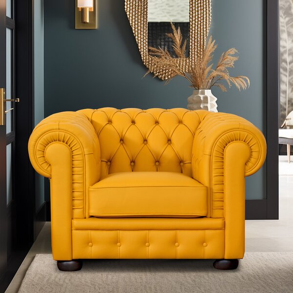 Poltrona Chesterfield Pelle Fiore Premium - Design Iconico