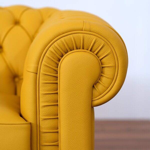 Poltrona Chesterfield Pelle Fiore Premium - Design Iconico