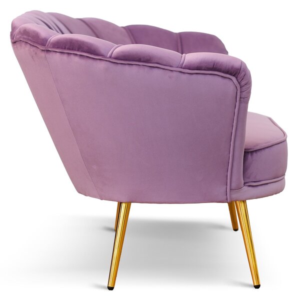 Divano Maia in velluto lilla gambe oro