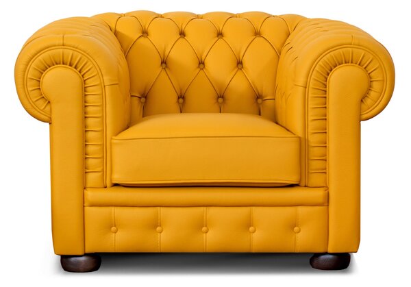 Poltrona Chesterfield Pelle Fiore Premium - Design Iconico