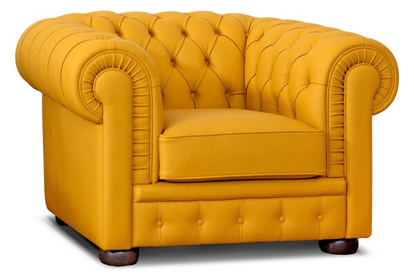 Poltrona Chesterfield Pelle Fiore Premium - Design Iconico