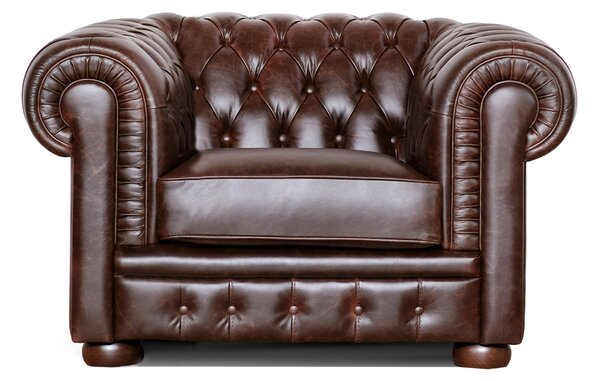 Poltrona Chesterfield Pelle Fiore Premium - Design Iconico
