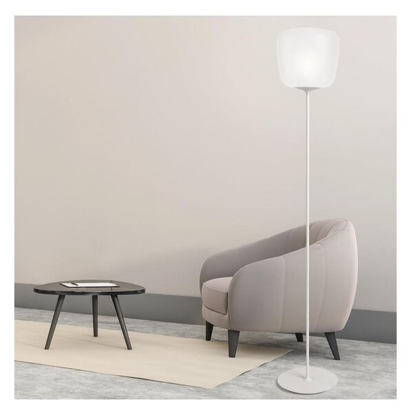 ETHEREA LAMPADA DA TERRA IN VETRO BIANCO ALTEZZA 173 CM CON LAMPADINA ATTACCO E27 DESIGN MODERNO