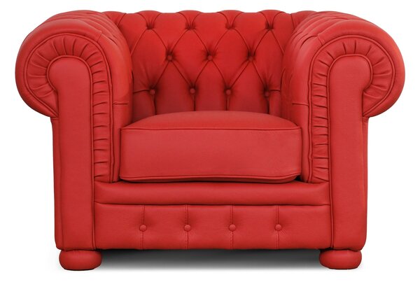 Poltrona Chesterfield Pelle Fiore Premium - Design Iconico