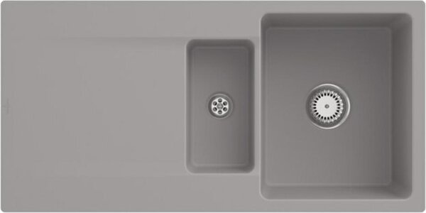 Lavello da incasso V&B Siluet 60 R Flat con scarico a scomparsa, funzionamento manuale, fossilizzato