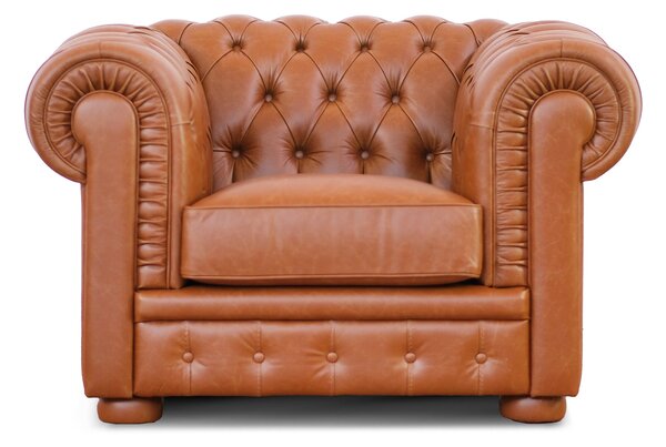 Poltrona Chesterfield Pelle Fiore Premium - Design Iconico