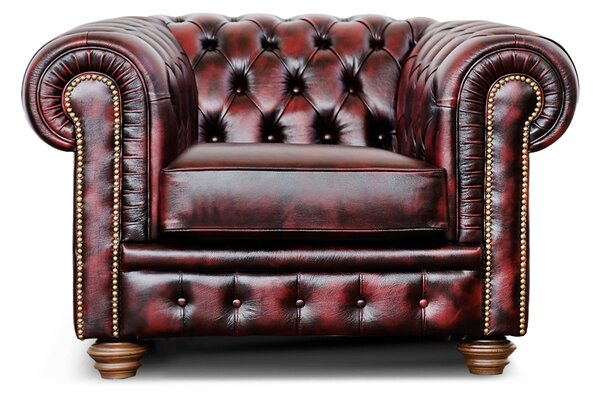 Poltrona Chesterfield Pelle Fiore Premium - Design Iconico