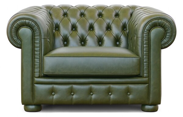 Poltrona Chesterfield Pelle Fiore Premium - Design Iconico