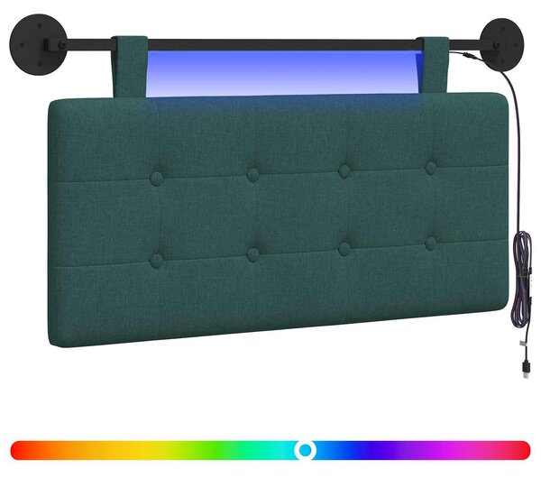 Testiera sospesa Con luce LED Verde Scuro Tessuto