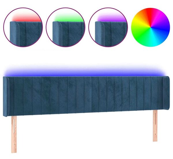 Testiera a LED Blu Scuro 183x16x78/88 cm in Velluto