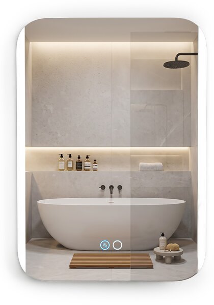 Costway Specchio da bagno con luce e retroilluminazione con 3 colori e luminosità regolabili funzione memoria, Specchio da parete per ingresso