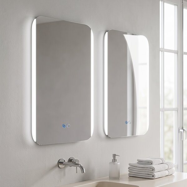 Costway Specchio da bagno con luce e retroilluminazione con 3 colori e luminosità regolabili funzione memoria, Specchio da parete per ingresso