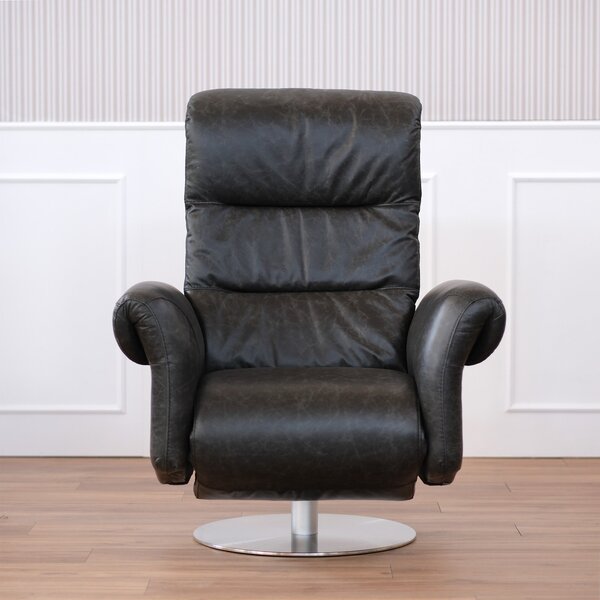 Poltrona relax elettrica girevole Musa pelle fiore antracite