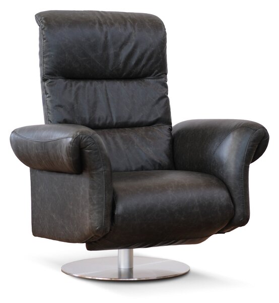 Poltrona relax elettrica girevole Musa pelle fiore antracite