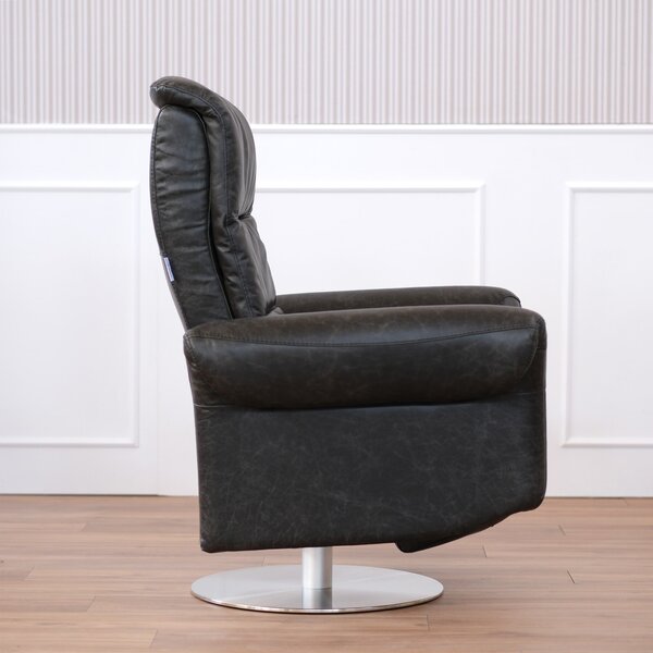 Poltrona relax elettrica girevole Musa pelle fiore antracite