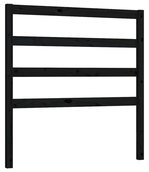 Testiera per Letto Nera 96x4x100 cm in Legno Massello di Pino