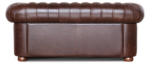 Divano Chesterfield pelle fiore testa di moro
