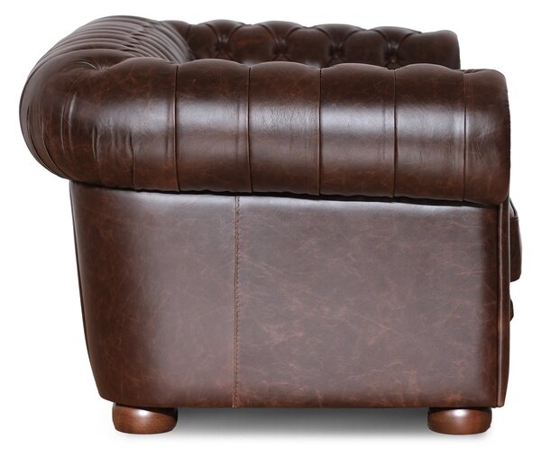 Divano Chesterfield pelle fiore testa di moro