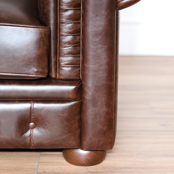Divano Chesterfield pelle fiore testa di moro