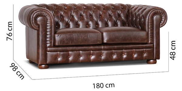 Divano Chesterfield pelle fiore testa di moro