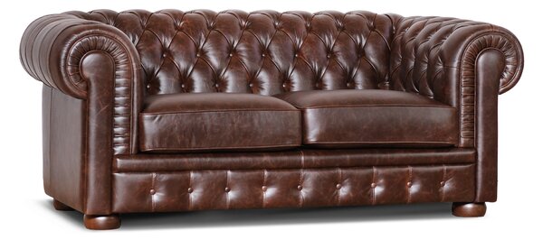 Divano Chesterfield pelle fiore testa di moro