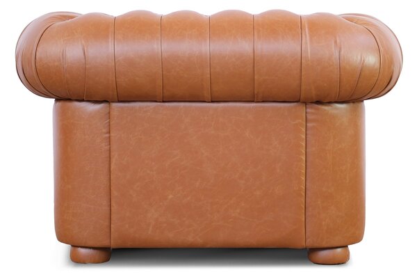 Poltrona Chester pelle fiore cognac