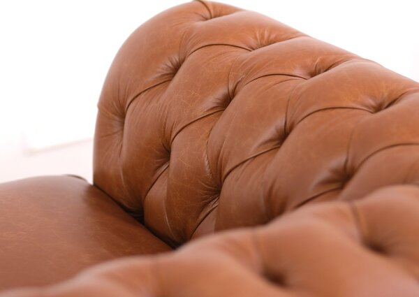 Poltrona Chester pelle fiore cognac