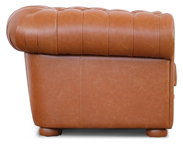 Poltrona Chester pelle fiore cognac