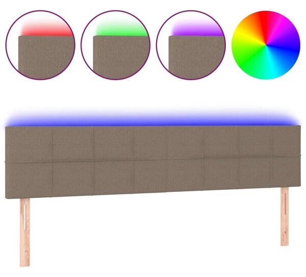 Testiera a LED Tortora 200x5x78/88 cm in Tessuto
