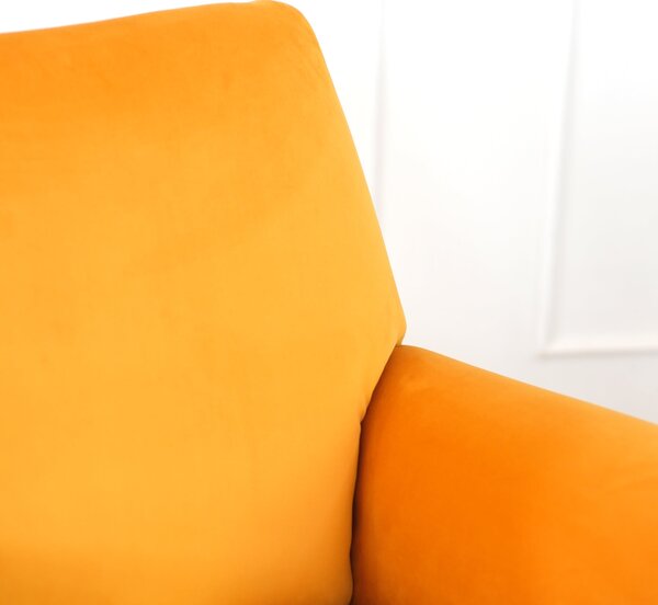 Poltrona design vintage Vico velluto giallo mostarda gambe nere e ottone