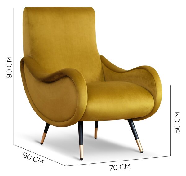 Poltrona Miss velluto senape gold