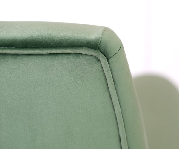 Poltrona design vintage Vico velluto verde menta gambe nere e ottone