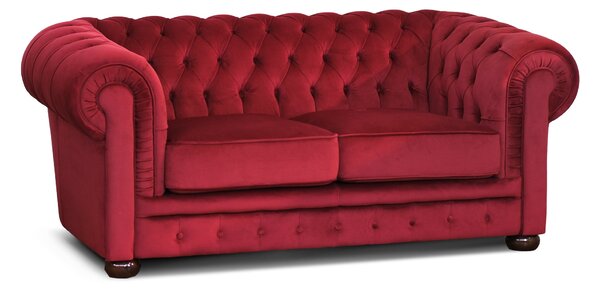 Divano Chesterfield 2 Posti Velluto Rosso Scuro