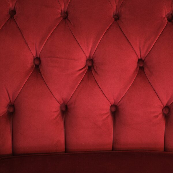 Divano Chesterfield 2 Posti Velluto Rosso Scuro