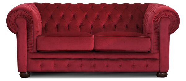 Divano Chesterfield 2 Posti Velluto Rosso Scuro