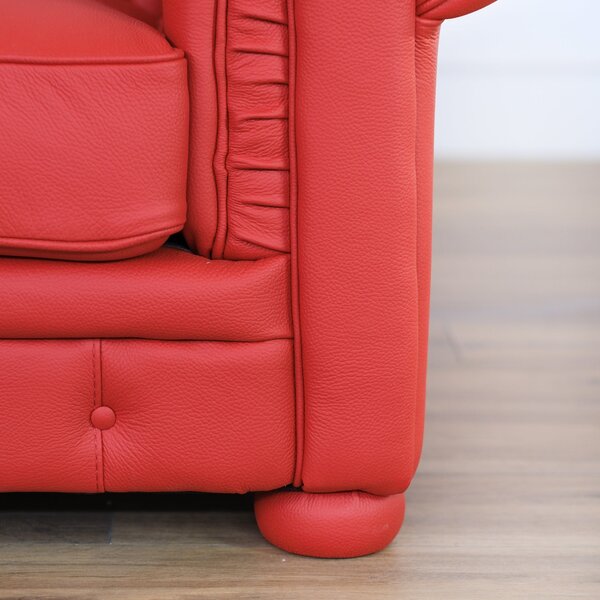 Poltrona Chesterfield pelle fiore rosso Ferrari